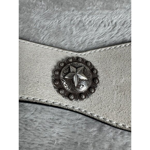 Kate Cate XXS Regina Belt White In Nappa Calfskin w/ Silver Star Conchos & Adjus main image 10